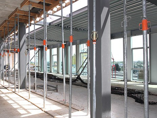 Shoring posts at a construction site